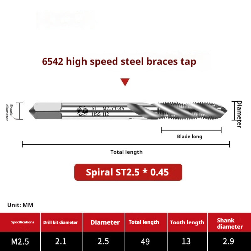 2114-6542 High Speed Steel Braces Taps ST Straight Groove Taps Thread Sheath Braces Tapping Screw Sleeve Installation Tool Shandong Denso Pricision Tools Co.,Ltd.